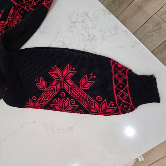 Vintage Comfortably Yours Black & Red Acrylic Sweater USA-Made Nordic Winter - Picture 8 of 10